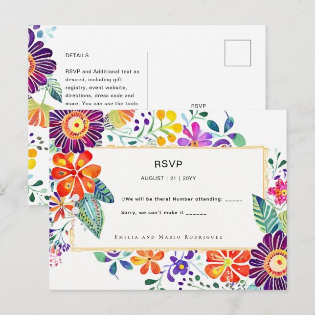 FIESTA RSVP Folkart Flowers Postcard (Front/Back)