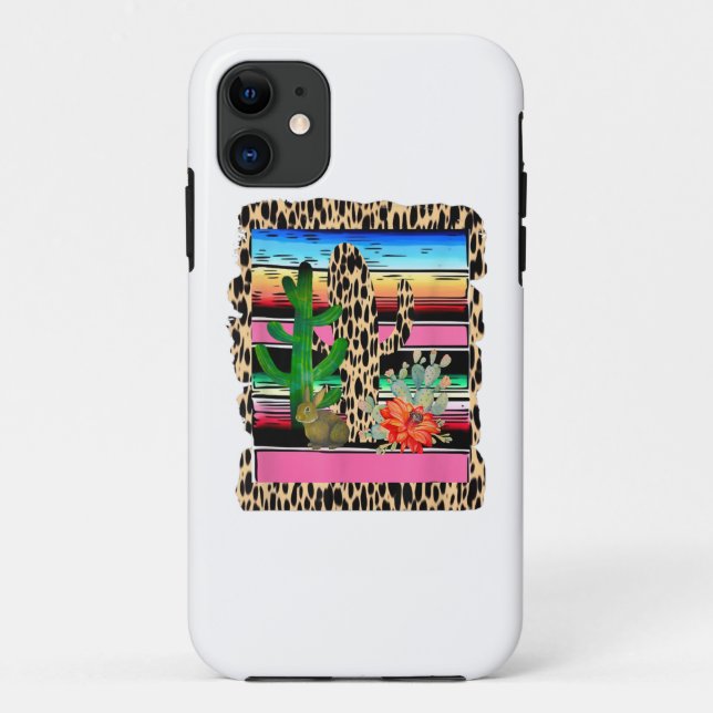 Fiesta Serape Cheetah Cactus Flower Cacti Rabbit Case-Mate iPhone Case (Back)