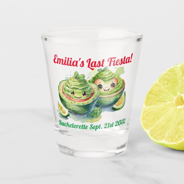 Fiesta Shot Glass Avocado Bachelorette Personalise (Front)