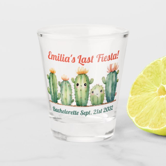 Fiesta Shot Glass Cacti Cute Bachelorette Custom (Front)
