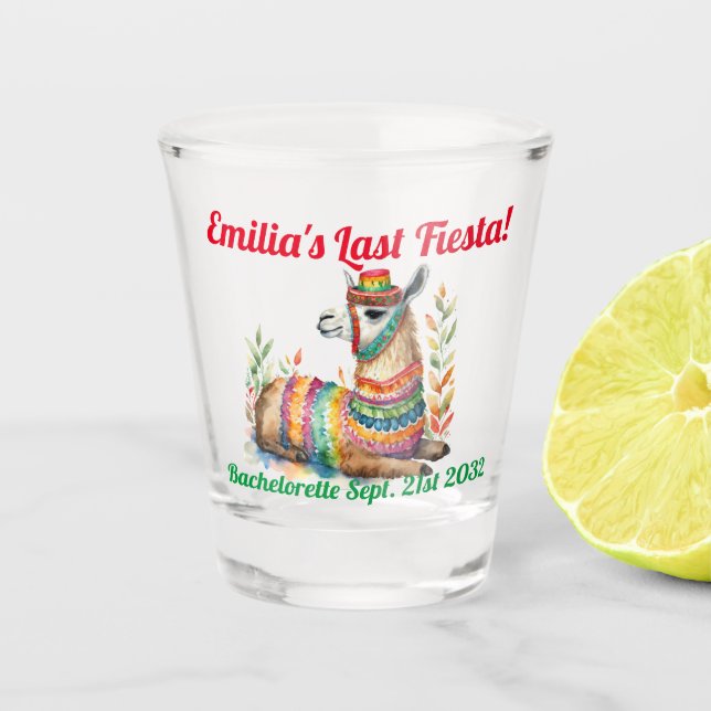Fiesta Shot Glass Llama Bachelorette Personalised (Front)