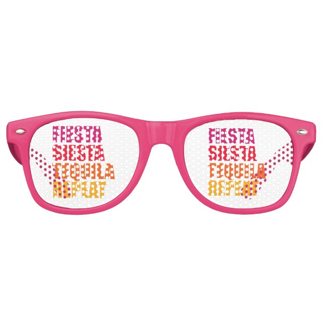 Fiesta, Siesta,Tequila Bachelorette Vacation Retro Sunglasses (Front)