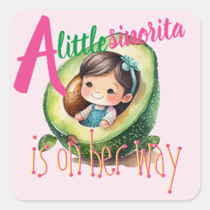 Fiesta Sinorita Baby Girl Shower Partyware Favours Square Sticker
