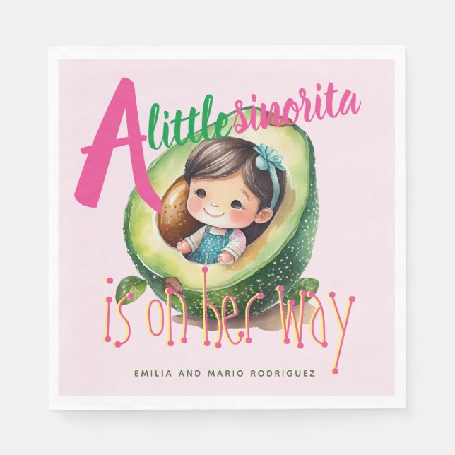 Fiesta Sinorita Baby Girl Shower Partyware Pink Napkin (Front)