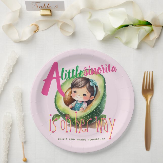 Fiesta Sinorita Baby Girl Shower Partyware Pink Paper Plate (Wedding)
