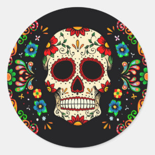 Fiesta Skull Classic Round Sticker