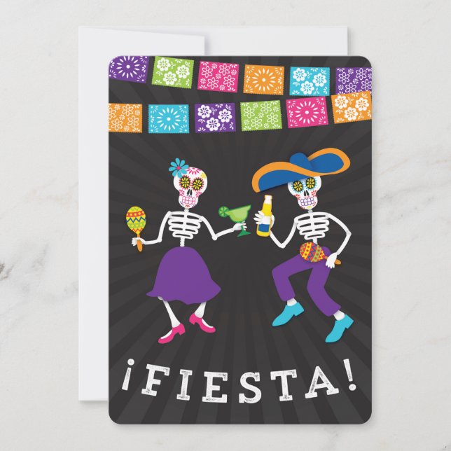 Fiesta Skulls Party Invitation with banners (Front)
