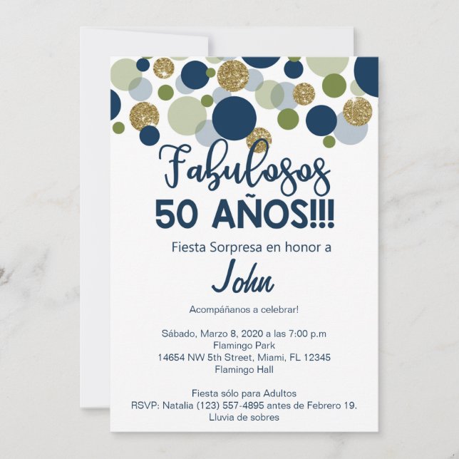 Fiesta sorpresa, male birthday invitation. invitation (Front)