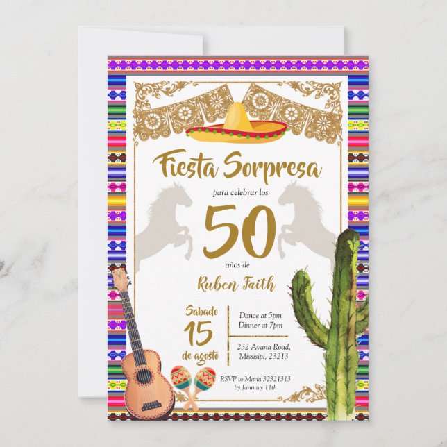 Fiesta Sorpresa Mexican Charro Birthday Invitation (Front)