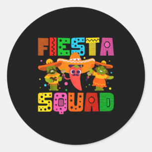 Fiesta squad cinco de mayo funny cactus sombreroFi Classic Round Sticker