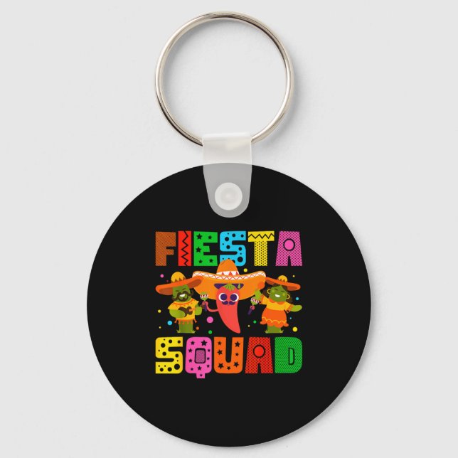 Fiesta squad cinco de mayo funny cactus sombreroFi Key Ring (Front)