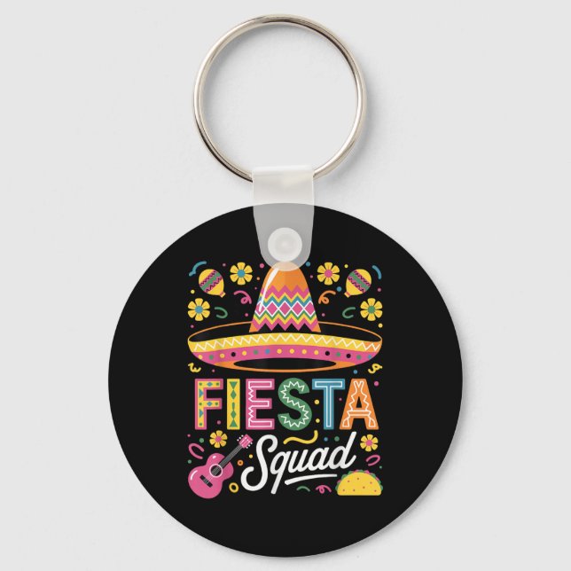 Fiesta Squad Cinco De Mayo Funny Mexican Maracas S Key Ring (Front)