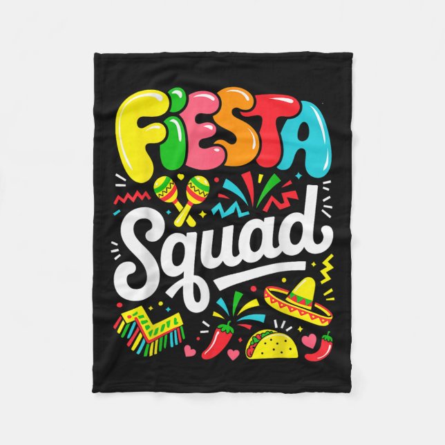 Fiesta Squad Cinco De Mayo Lets Fiesta Mexican Gir Fleece Blanket (Front)