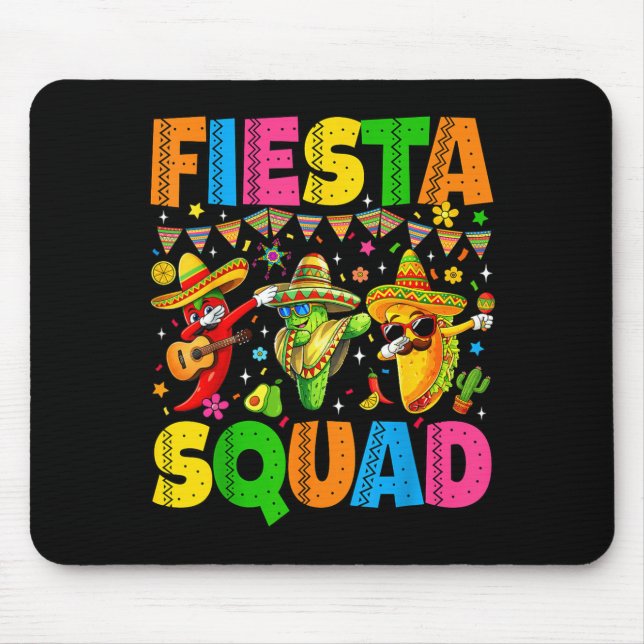 Fiesta Squad Cinco De Mayo Lets Fiesta Mexican Men Mouse Mat (Front)