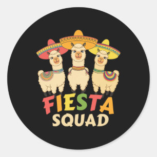 Fiesta Squad Cinco De Mayo Llama Let's Fiesta Mexi Classic Round Sticker