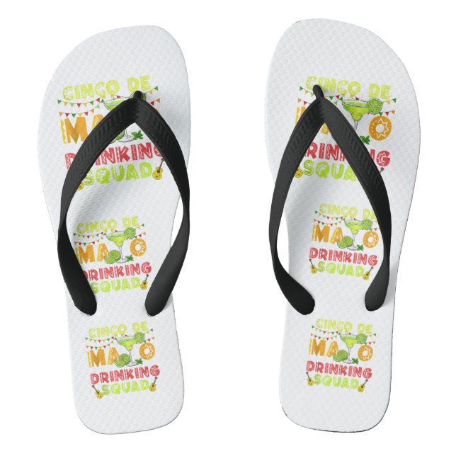 "Fiesta Squad" Cinco de Mayo Party Tee Flip Flops (Footbed)