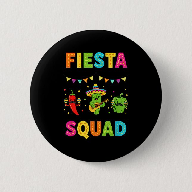 Fiesta squad cute cactus pepper bell pepper kids 6 cm round badge (Front)