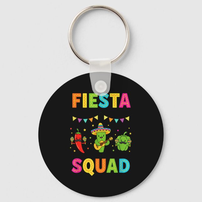 Fiesta squad cute cactus pepper bell pepper kids key ring (Front)