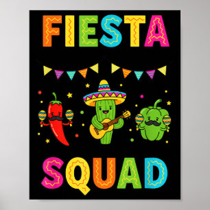 Fiesta squad cute cactus pepper bell pepper kids poster