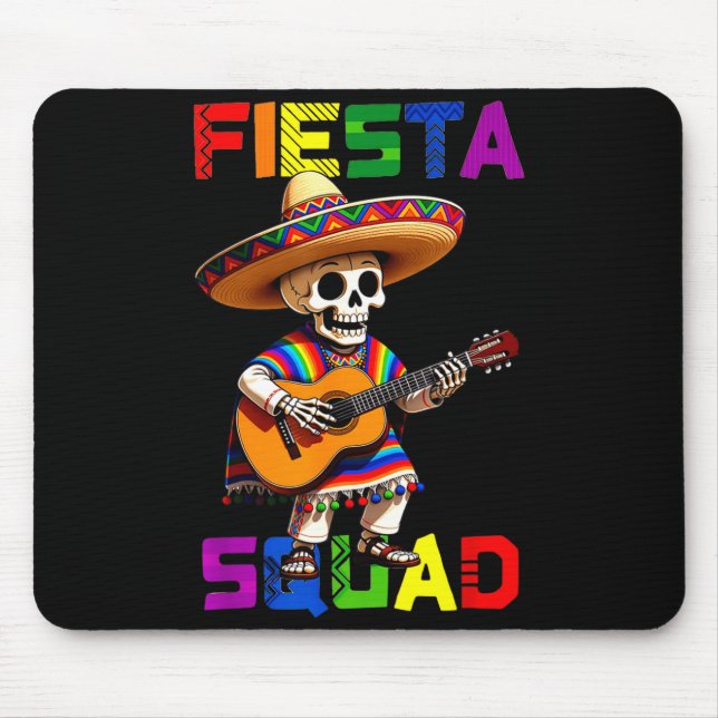 Fiesta squad design cinco de mayo skeleton sombrer mouse mat (Front)