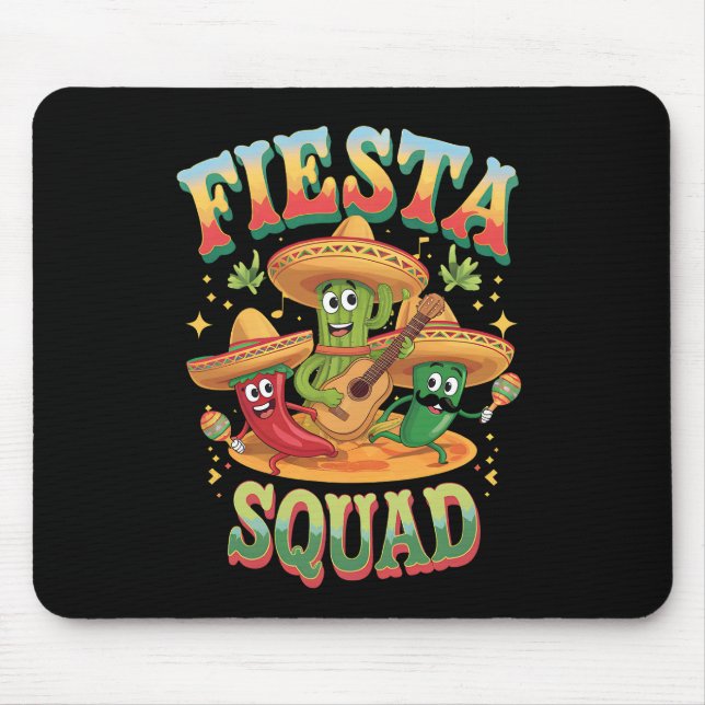 Fiesta Squad Funny Cinco De Mayo Mexican Party Mouse Mat (Front)