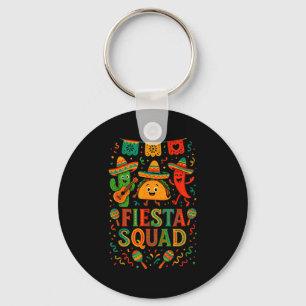 Fiesta squad funny cinco de mayo sombrero cactusFi Key Ring
