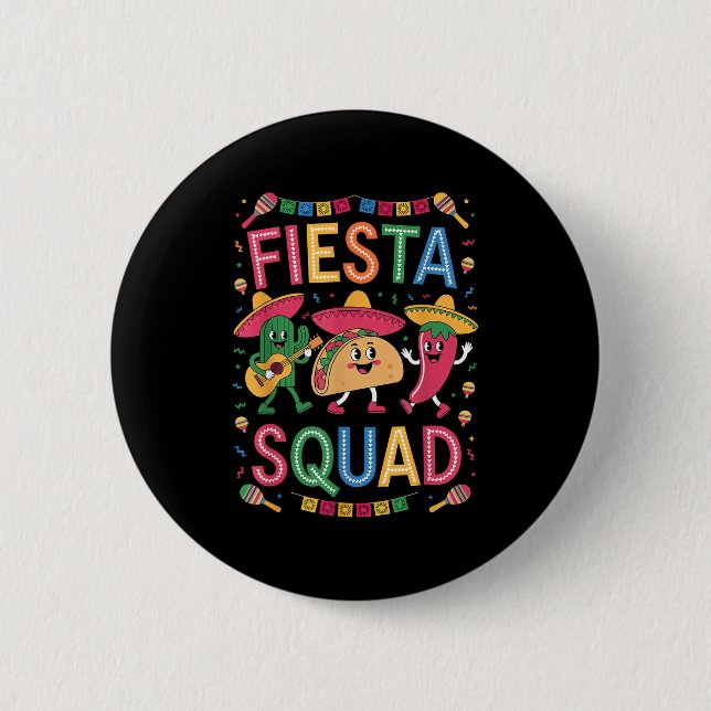 Fiesta squad taco cactus pepper chili funny cincoF 6 Cm Round Badge (Front)