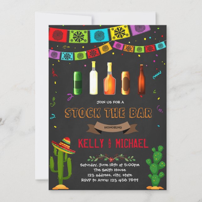 Fiesta stock the bar party invitation (Front)