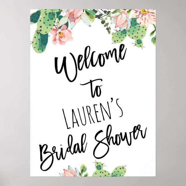 Fiesta Succulent Bridal Shower Welcome Sign (Front)