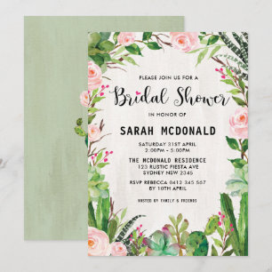 Fiesta Succulent Cactus Bridal Shower Invitation