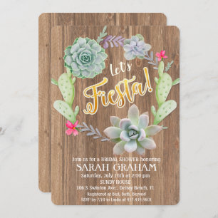 Fiesta Succulent Wreath Bridal Shower Invitation