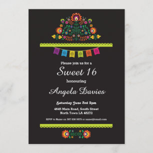 Fiesta Sweet 16 Birthday Party Mexican Invite 16th