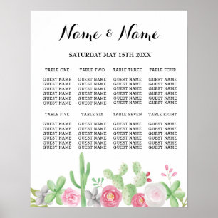 Fiesta Table Plan Wedding Poster 8 Seating Cactus