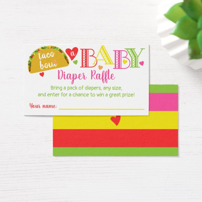 Fiesta Taco Baby Girl Shower Diaper Raffle Card (Desk)