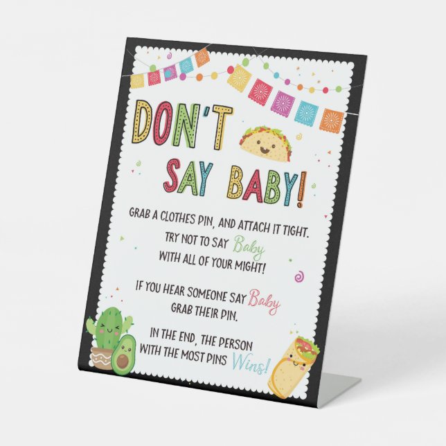 Fiesta Taco Baby Shower Don't Say Baby Game Sign (Front)
