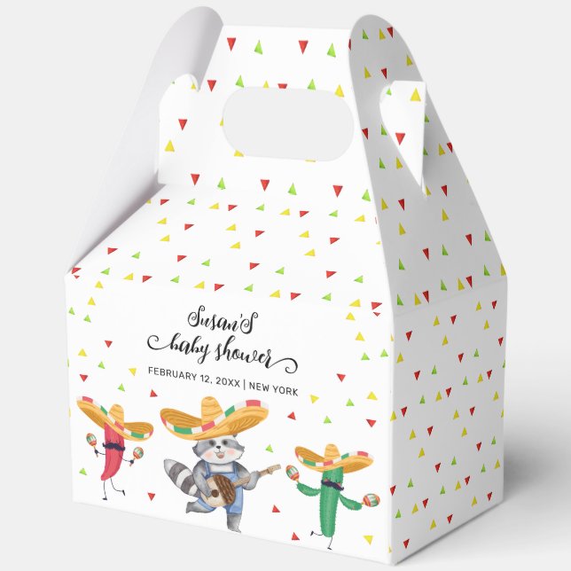 Fiesta Taco 'Bout A Baby Cactus Animal Baby Shower Favour Box (Back)