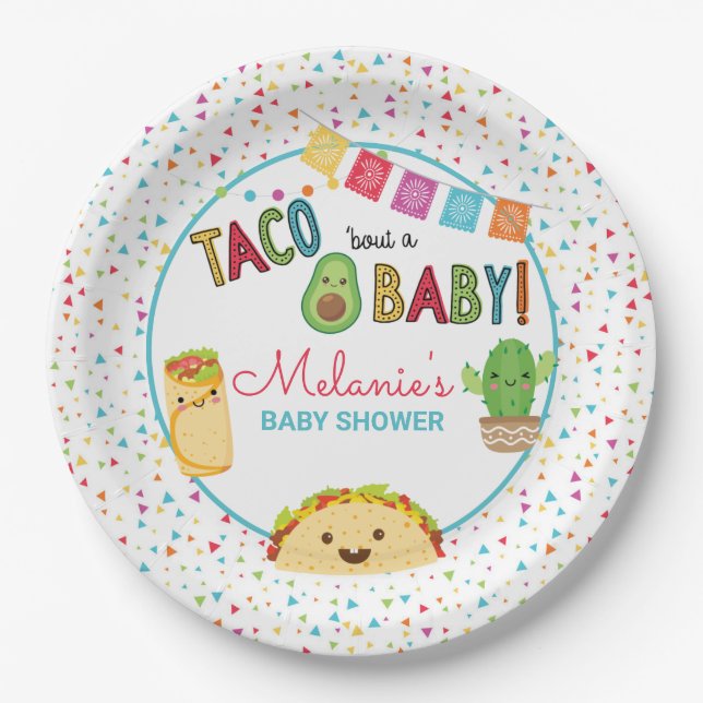 Fiesta Taco Bout A Baby Shower Paper Plate (Front)