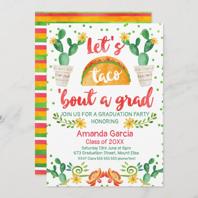 Fiesta Taco Bout A Grad Party Invitation (Front/Back)