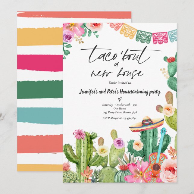  Fiesta Taco 'Bout A New House Housewarming Party Invitation (Front/Back)