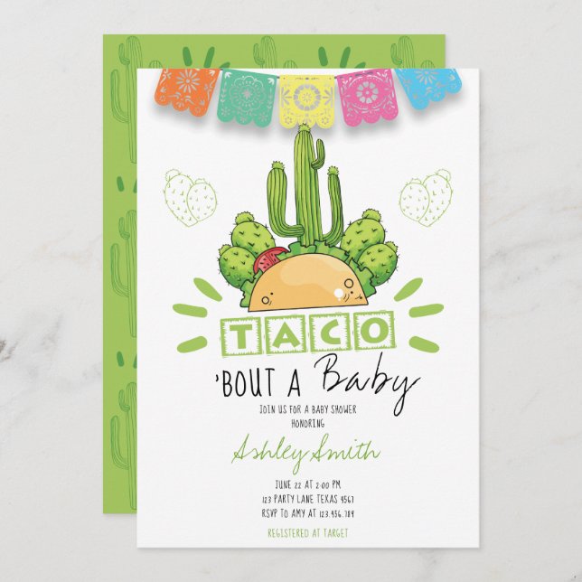 Fiesta Taco 'Bout Baby Invitation (Front/Back)