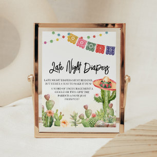 Fiesta Taco 'Bout Baby Shower Late Night Diapers Poster