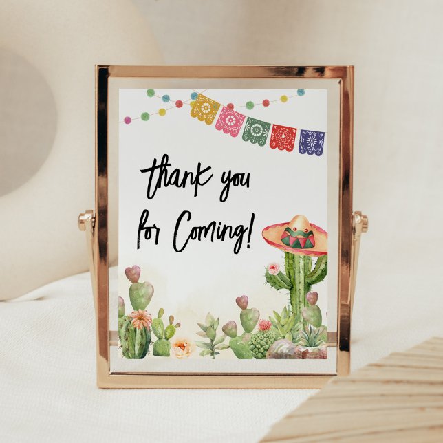 Fiesta Taco 'Bout Baby Shower Thank you for Coming Poster (Cinco De Mayo Taco Bout Baby Shower Thank you for Coming Sign)