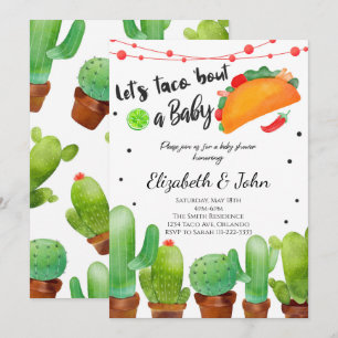 Fiesta Taco Bout Baby Watercolor Cactus Invite