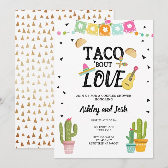 Fiesta Taco Bout Love Cactus Couples Shower Invitation (Front/Back)