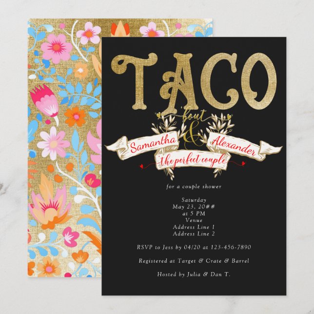 Fiesta Taco Bout Love Perfect Couple Couple Shower Invitation (Front/Back)