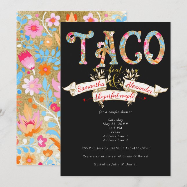 Fiesta Taco Bout Love Perfect Couple Couple Shower Invitation (Front/Back)
