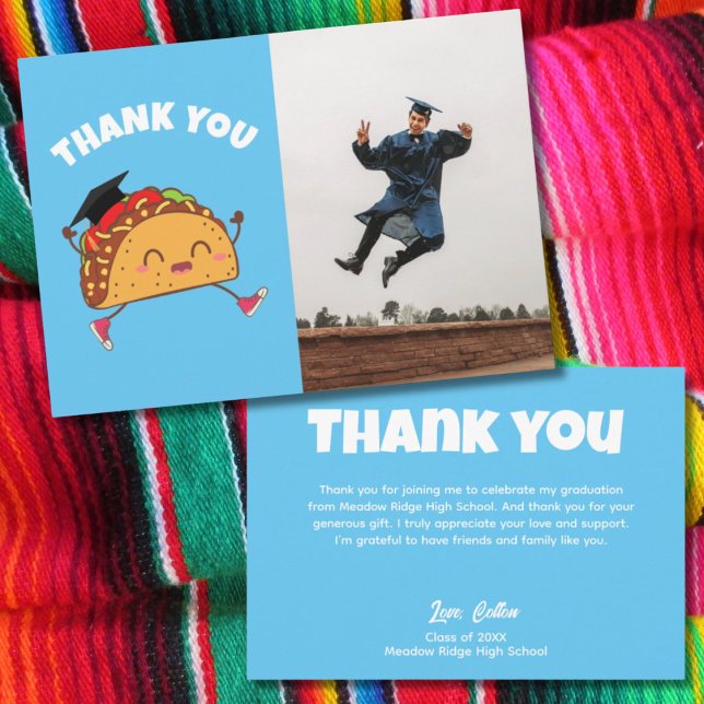 Fiesta Taco Graduation Photo Thank You Card (Fiesta Taco Graduation Photo Thank You Card)