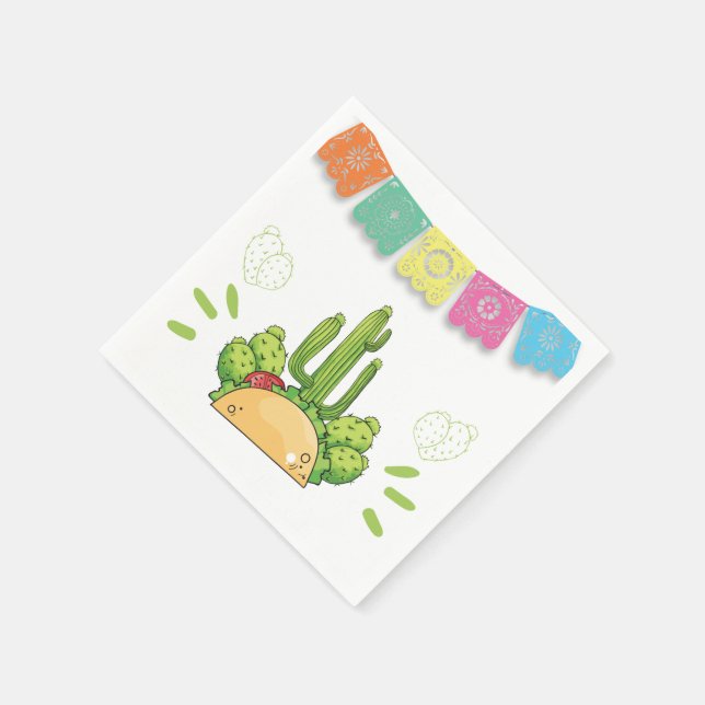 Fiesta Taco Paper Napkin Mexican Cactus Floral (Corner)