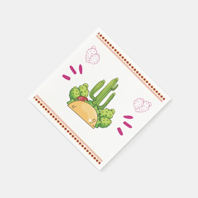 Fiesta Taco Simple Mexican Cactus Floral Napkin (Corner)