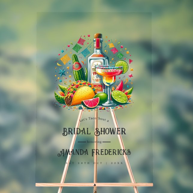 Fiesta Tacos and Tequila Bridal Shower Welcome Acrylic Sign (Neutral)